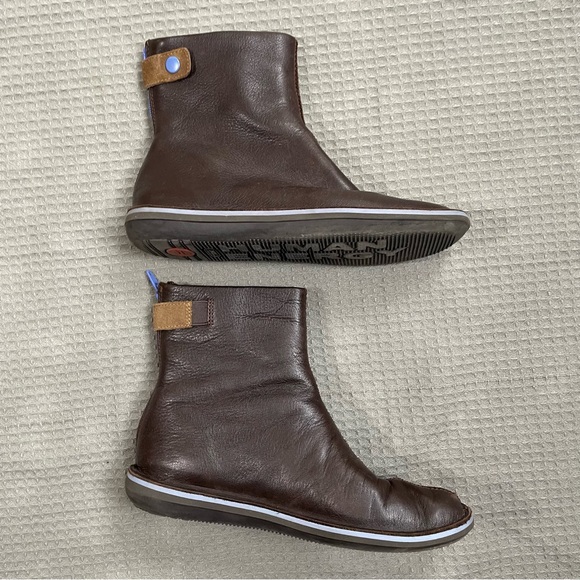 Camper Beetle Booties Boots 37 Womens Brown Leather Minimalist - Picture 3 of 10